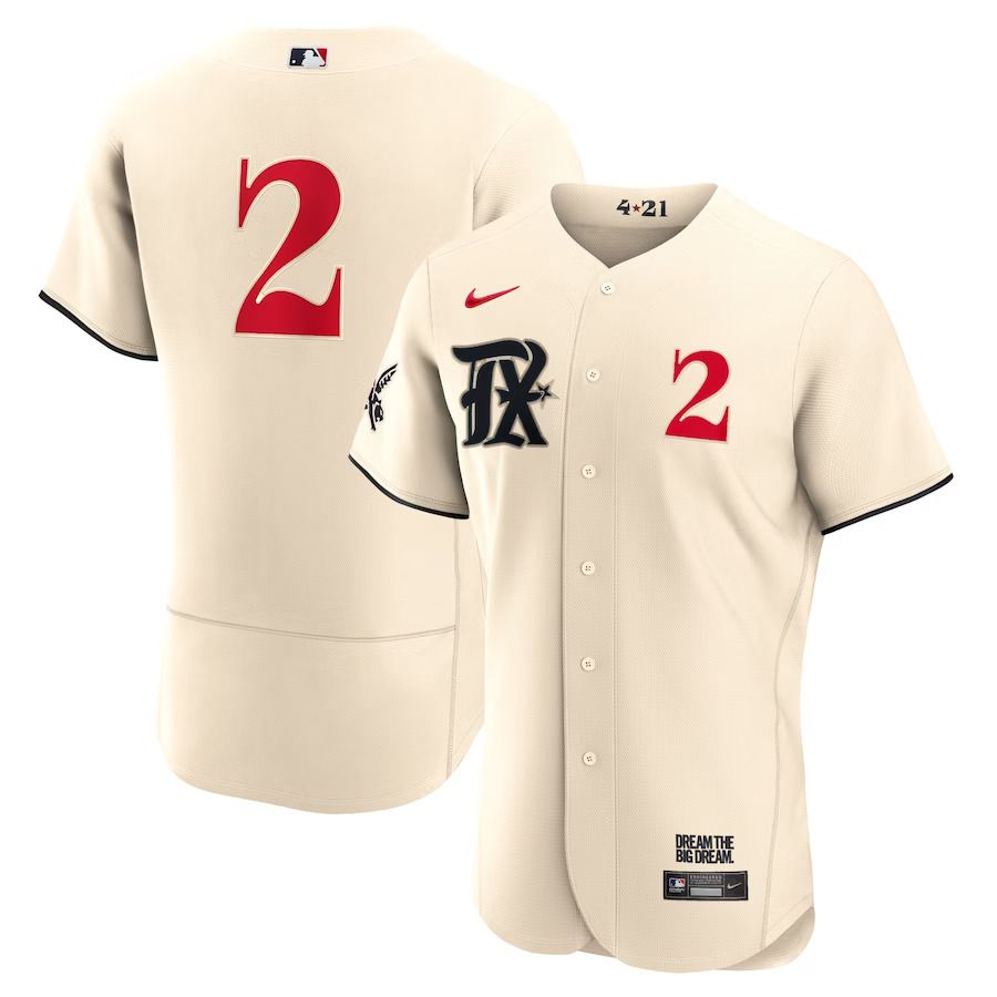 Men Texas Rangers #2 Marcus Semien Nike Cream 2023 City Connect Authentic Player MLB Jersey->->MLB Jersey